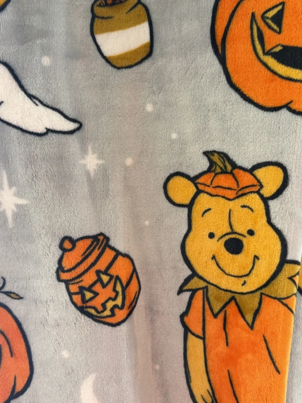 Disney Winnie the Pooh Halloween Fleece Blanket in Gray & Orange